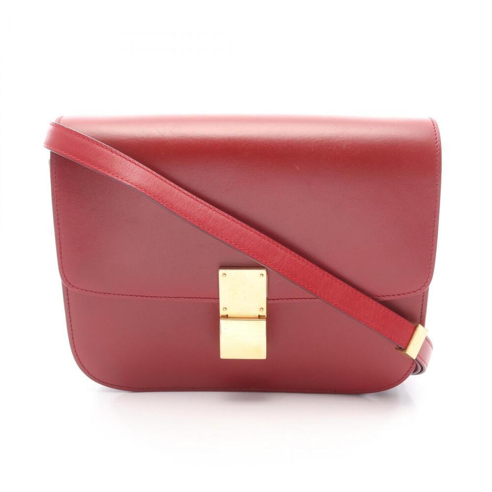 Celine Classic Box Medium Shoulder Bag/Handbag, Leather, Women's, Red